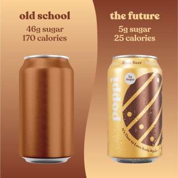 Poppi Sparkling Prebiotic Soda Beverage with Apple Cider Vinegar, Seltzer Water and Fruit Juice, Root Beer Flavor, 12 oz, Pack of 12, Packaging May Vary