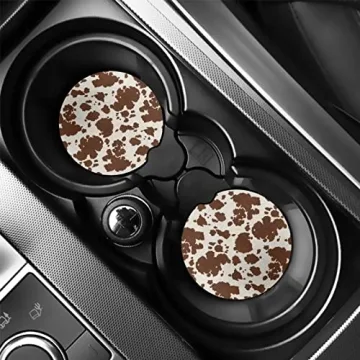 Cow Print Car Cup Coasters - Cute & Absorbent Accessories