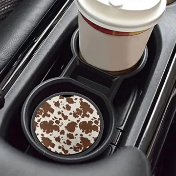Cow Print Car Cup Coasters - Cute & Absorbent Accessories