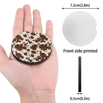 Cow Print Car Cup Coasters - Cute & Absorbent Accessories