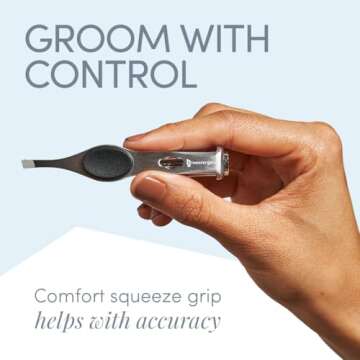 Tweezer Guru Pro Illuminating Eyebrow Tweezers for Women & Men Professional Stainless Steel Slanted Tweezers with LED Light Mirror Pouch Precision Tweezers for Brow Facial Hair Ingrown Hair Silver