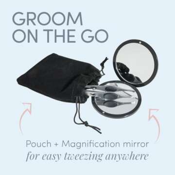Tweezer Guru Pro Illuminating Eyebrow Tweezers for Women & Men Professional Stainless Steel Slanted Tweezers with LED Light Mirror Pouch Precision Tweezers for Brow Facial Hair Ingrown Hair Silver