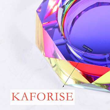 Kaforise Crystal Outdoors Indoors Cigarette Ashtray Ash Holder Case, Colorful Pattern Home Office Ta...