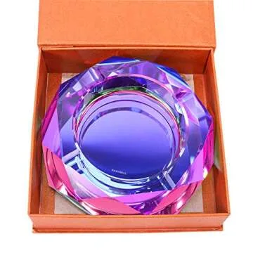Kaforise Crystal Outdoors Indoors Cigarette Ashtray Ash Holder Case, Colorful Pattern Home Office Tabletop Beautiful Decoration Craft (Bling Bling 01)