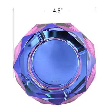 Kaforise Crystal Outdoors Indoors Cigarette Ashtray Ash Holder Case, Colorful Pattern Home Office Tabletop Beautiful Decoration Craft (Bling Bling 01)