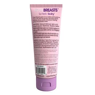 Fresh BREASTS Anti-Chafing Deodorant Cream to Powder for Under Boobs, Inner Thighs - Lotion Made without Talc, Aluminum, Parabens or Added Fragrance - 3.4 Fl Oz (2 Pack)