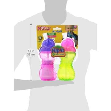 Nuby 2-Pack No-Spill Flip-It Cups - Colorful & Safe for Toddlers