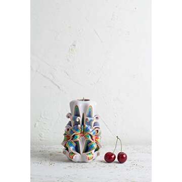 Evecandles Decorative Candles for Home Decor - Carved Candles Long Burning Handmade Candles, High End Luxury Candles for Unique Home Decor Gifts for Mom & Grandma, Rainbow Candle Gifts for Mothers Day