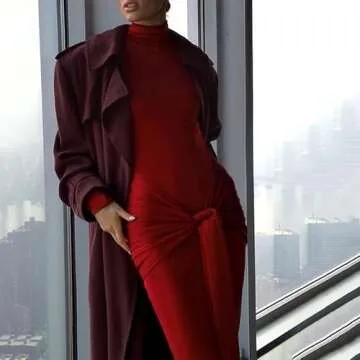 Women's Long Sleeve Turtleneck Bodycon Maxi Dress