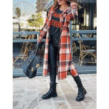 SKIKYAN Women's Oversized Flannel Shacket Jacket