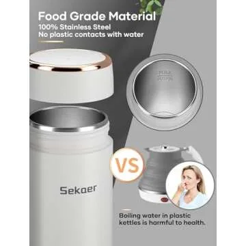 Sekaer Mini Travel Electric Kettle for Hot Water