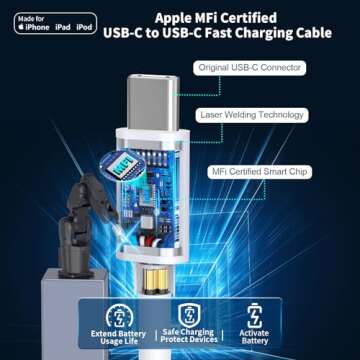 【MFi Certified】iPhone 16 Charger Fast Charging, Stuffcool 2Pack 20W PD USB-C Power Adapter Type-C Wall Charger with 2Pack 6FT Type-C Cable for iPhone 16 Pro/16 Pro Max/15/15 Pro Max/iPad Pro/Air/Mini