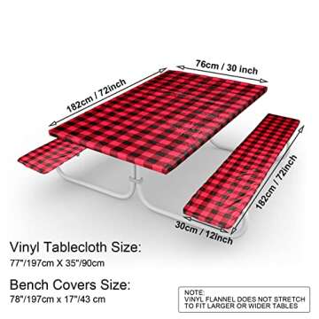 BBTO 72" x 30" Waterproof Vinyl Picnic Table and Bench Cover Set