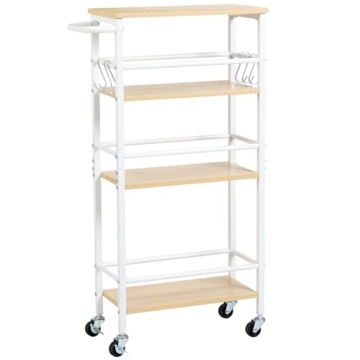 LOAKEKEL Slim Rolling Cart with 4-Tier Storage on Wheels