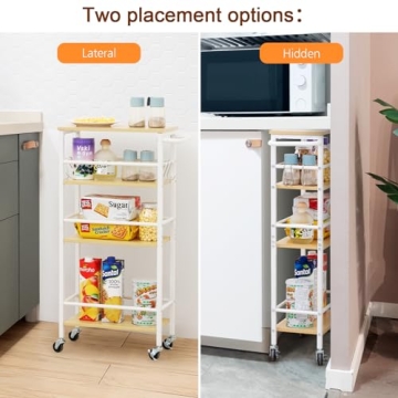 LOAKEKEL Slim Rolling Cart with 4-Tier Storage on Wheels