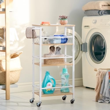 LOAKEKEL Slim Rolling Cart with 4-Tier Storage on Wheels
