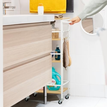 LOAKEKEL Slim Rolling Cart with 4-Tier Storage on Wheels