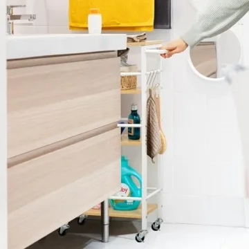 LOAKEKEL Slim Rolling Cart with 4-Tier Storage on Wheels