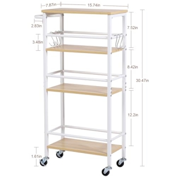LOAKEKEL Slim Rolling Cart with 4-Tier Storage on Wheels