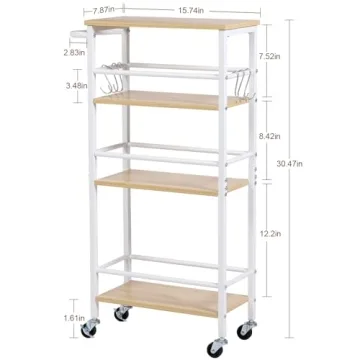 LOAKEKEL Slim Rolling Cart with 4-Tier Storage on Wheels