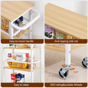 LOAKEKEL Slim Rolling Cart with 4-Tier Storage on Wheels