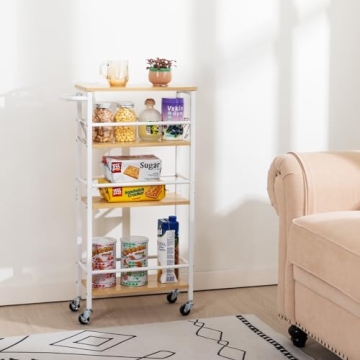 LOAKEKEL Slim Rolling Cart with 4-Tier Storage on Wheels