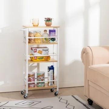 LOAKEKEL Slim Rolling Cart with 4-Tier Storage on Wheels