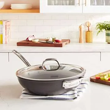 Viking Culinary Hard Anodized Nonstick Chef Pan, 12 Inch, Includes Glass Lid and Ergonomic Stay-Cool Handle, Dishwasher, Oven Safe, Works on All Cooktops including Induction