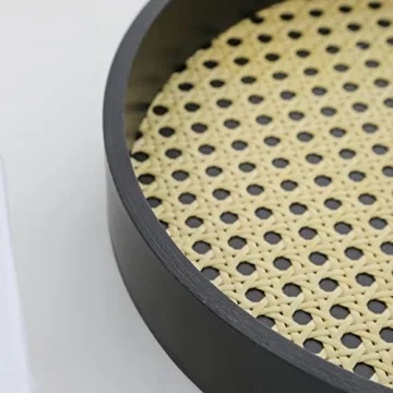 Stylish 12" Round Serving Tray with Black Wooden Frame