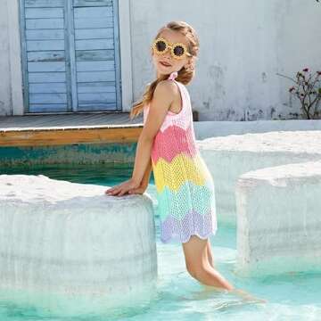 CHILDRENSTAR Girls Swim Cover-Up with Sunglasses 4-13Y