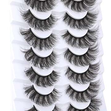False Eyelashes Fluffy Faux Mink Lashes 18mm Wispy Lashes Cat Eye Flowers Strip Lashes Pack by Kiromiro