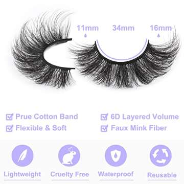 False Eyelashes Fluffy Faux Mink Lashes 18mm Wispy Lashes Cat Eye Flowers Strip Lashes Pack by Kiromiro