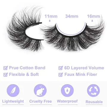 False Eyelashes Fluffy Faux Mink Lashes 18mm Wispy Lashes Cat Eye Flowers Strip Lashes Pack by Kiromiro