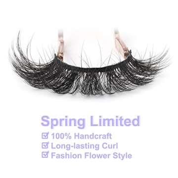 False Eyelashes Fluffy Faux Mink Lashes 18mm Wispy Lashes Cat Eye Flowers Strip Lashes Pack by Kiromiro