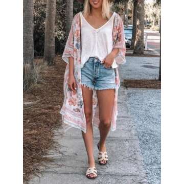 Chic Lightweight Floral Kimono Cardigan for Summer Wear