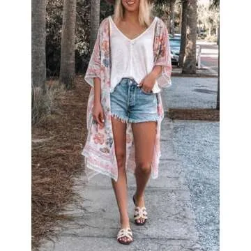 Chic Lightweight Floral Kimono Cardigan for Summer Wear