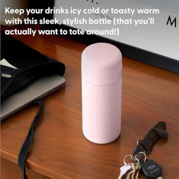 W&P Porter Insulated Bottle 16 oz | Clean Taste Ceramic Coating for Water, Coffee, & Tea | Wide Mouth Vacuum Insulated | Dishwasher Safe, Cream Terrazzo