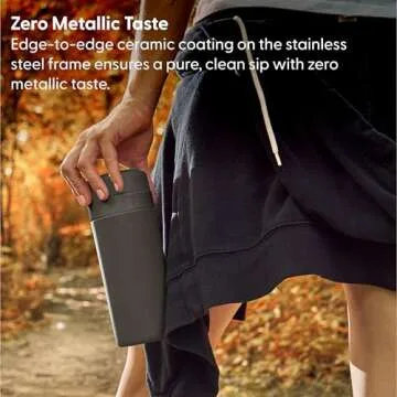 W&P Porter Insulated Bottle 16 oz | Clean Taste Ceramic Coating for Water, Coffee, & Tea | Wide Mouth Vacuum Insulated | Dishwasher Safe, Cream Terrazzo