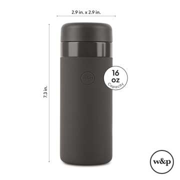 W&P Porter Insulated Bottle 16 oz | Clean Taste Ceramic Coating for Water, Coffee, & Tea | Wide Mouth Vacuum Insulated | Dishwasher Safe, Cream Terrazzo