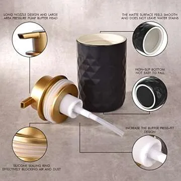 LALA DOLCE Foam Dispenser - Hand Pump Dispenser Beige Foaming Soap Dispenser Ceramic Dish Liquid Dis...