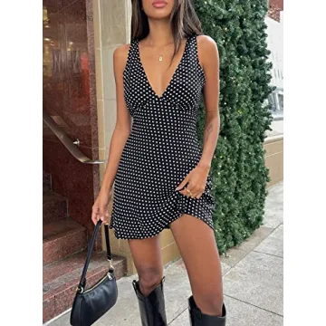 Women's Floral Off Shoulder Deep V-Neck Bodycon Mini Dress