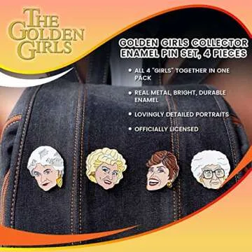 Golden Girls Collector Enamel Pin Set | 4 Pieces | Blanche, Dorothy, Rose and Sophia
