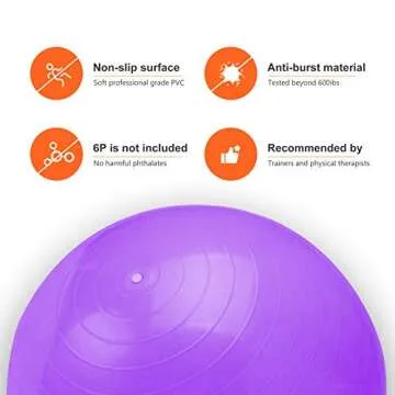 NAQIER Sitting Ball Chair with Cover, Exercise Yoga Ball for Office and Home Muscle Training Fitness, 65cm Workout Ball with Pump and Handle