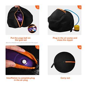 NAQIER Sitting Ball Chair with Cover, Exercise Yoga Ball for Office and Home Muscle Training Fitness, 65cm Workout Ball with Pump and Handle