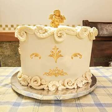 Baroque Silicone Molds (3 Pcs), Fondant Border Mold, Lace Scroll Relief Curlicues Chocolate Molds for Cake Decorations, Candy, Polymer Clay, Sugar Craft, Gum Paste, Pink