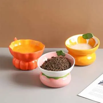 Cute Ceramic Raised Cat Bowl for Healthy Eating