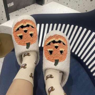 JINLONYU Cute Pumpkin Slippers for Halloween Fun