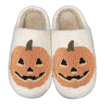 JINLONYU Cute Pumpkin Slippers for Halloween Fun