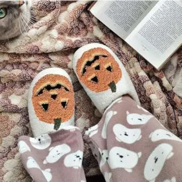 JINLONYU Cute Pumpkin Slippers for Halloween Fun