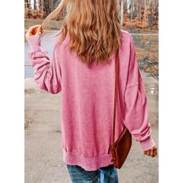 SHEWIN Womens Fall Fashion 2024 Casual Crewneck Lightweight Pullover Sweatshirts Loose Long Sleeve T...
